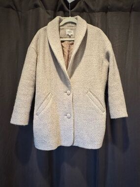 Sezane soft cream wool-blend Bowe Pea Coat.